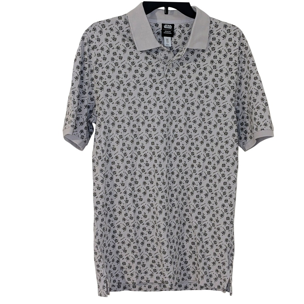Star Wars Mens Polo Shirt Grey Darth Vader Stormtrooper XS NWOT